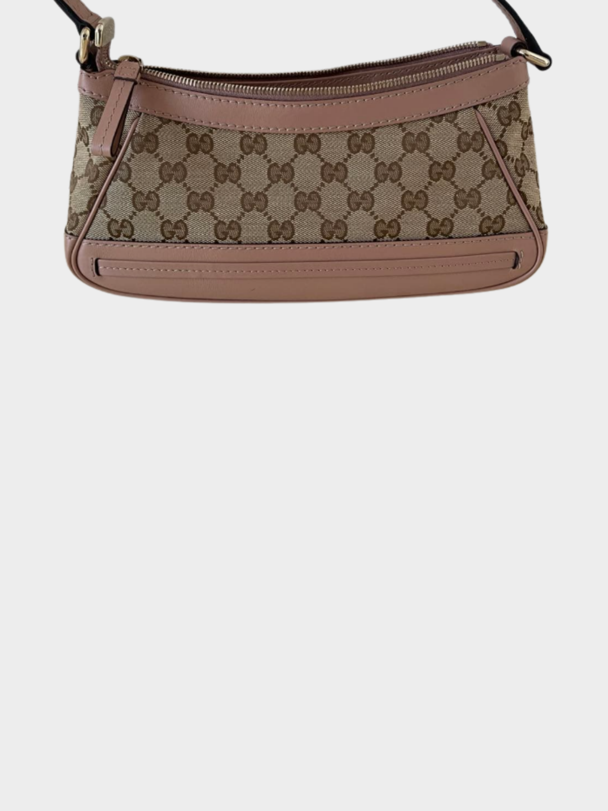 Gucci 2000s Brown GG Rosa Beige Canvas Mayfair Pochette Castaño