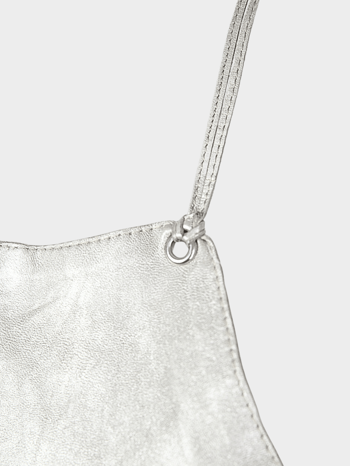 Miu Miu SS 2000 Metallic Silver Leather Halter Top
