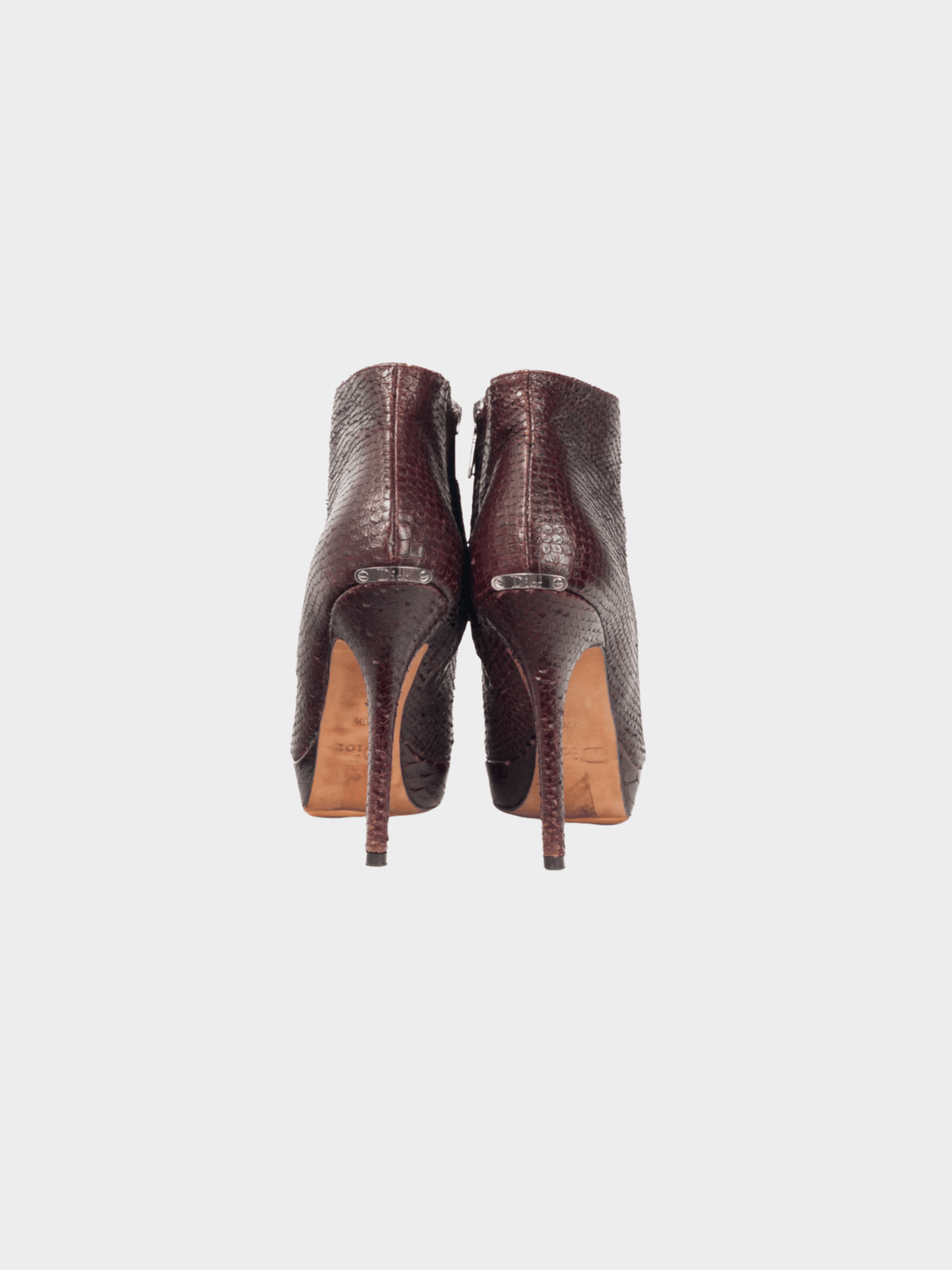 Christian Dior 2000s Burgundy Snakeskin Platform Booties