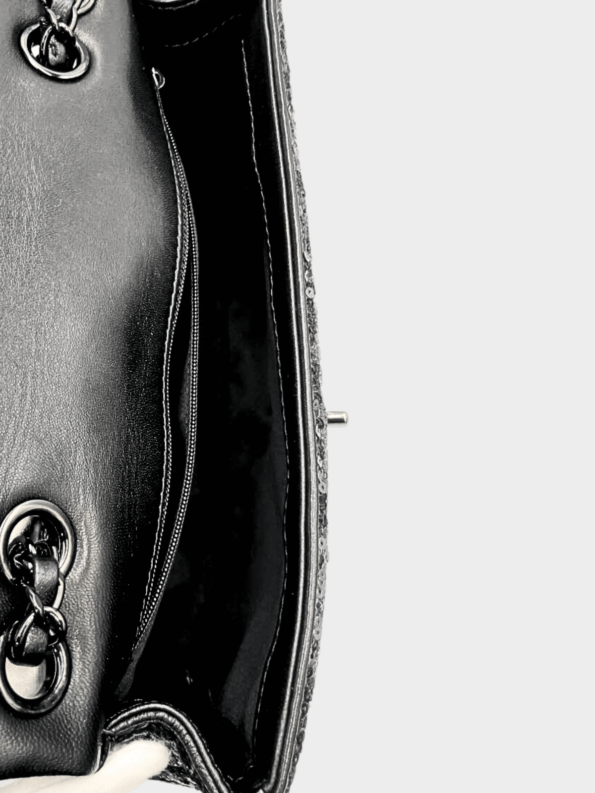 Chanel 2001 Black Classic Flap Sequin Shoulder Bag