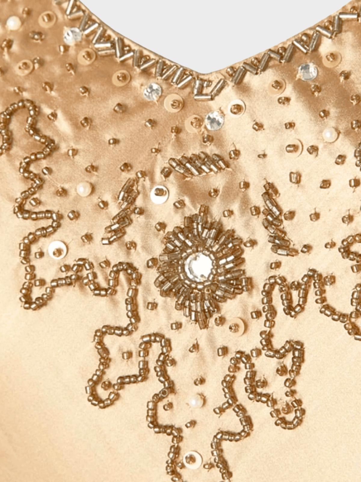 Versace 1990s Light Beige Beaded Midi Dress