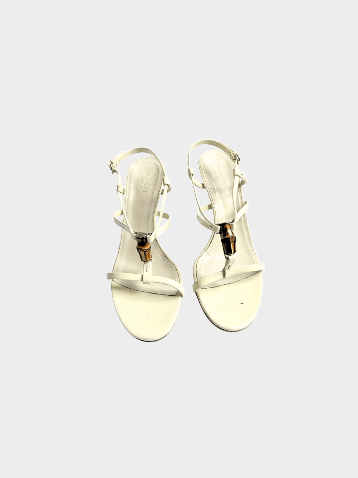 Gucci by Tom Ford 2000s Cream Bamboo Sandal Heels
