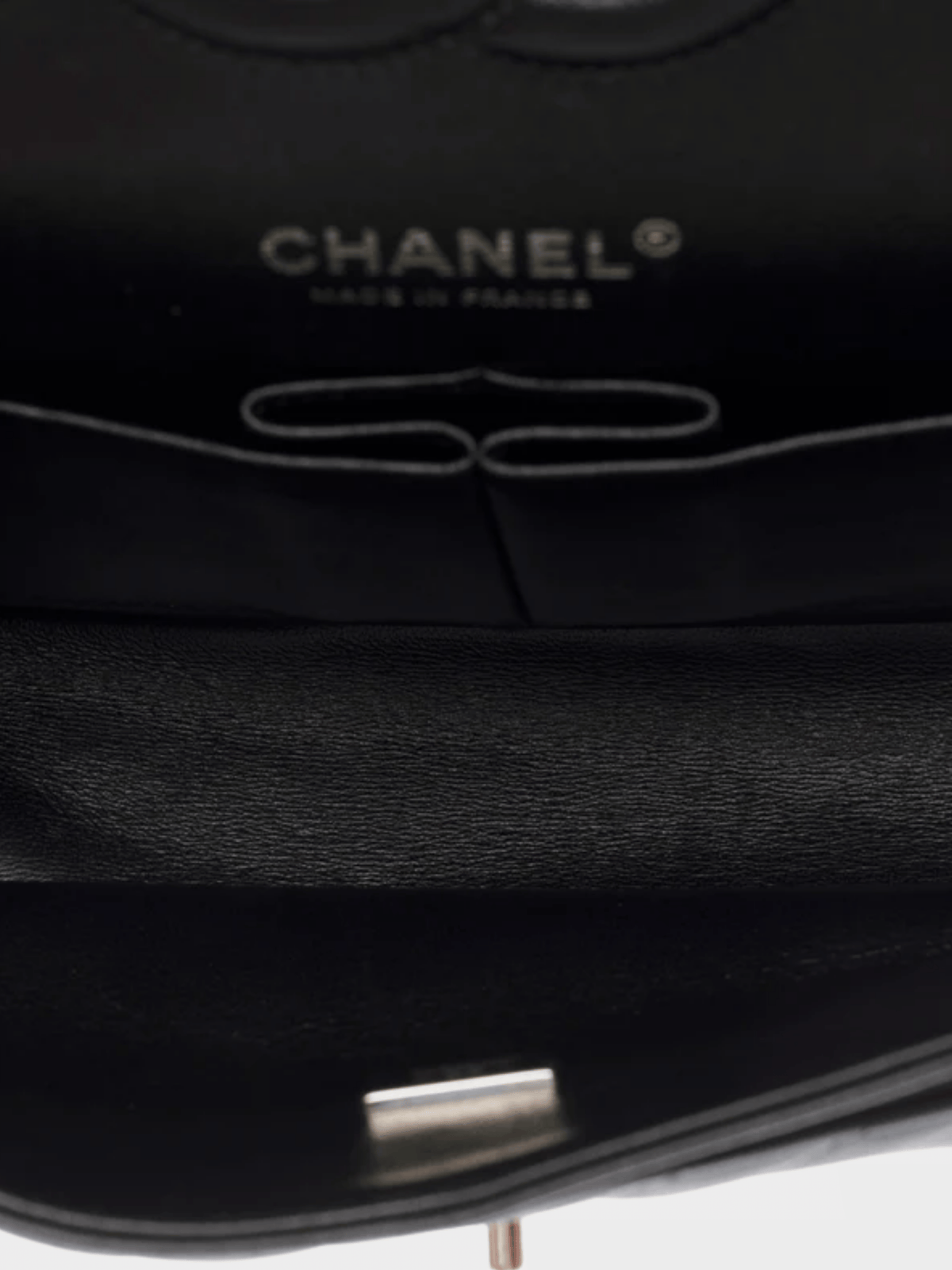 Chanel 1994 Black Lambskin Leather Chevron Stitch Medium Classic Flap Bag