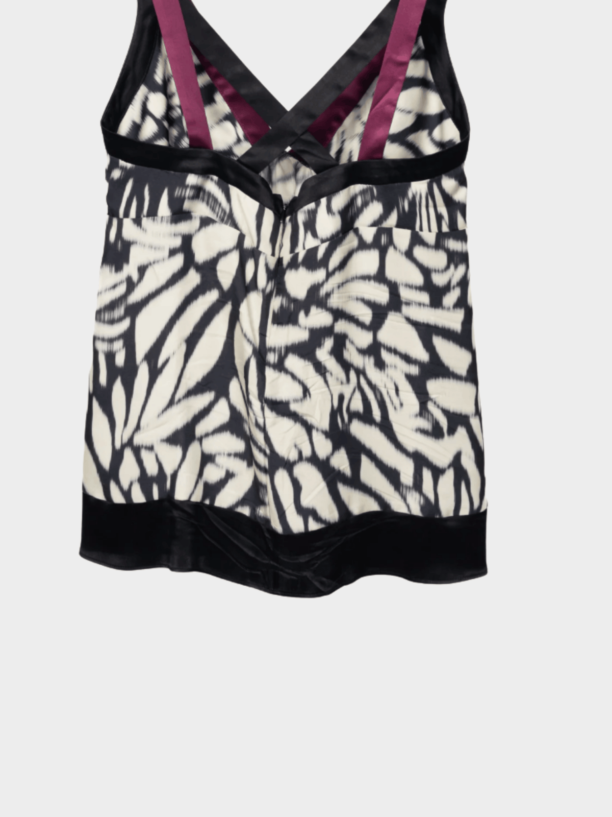Etro 2000s White and Black Tie-Dye Silk-Satin Babydoll Tank