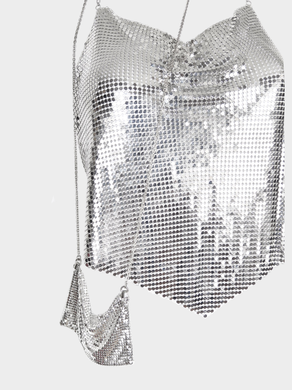 Paco Rabanne SS 1999 Chain Mail Backless Top and Mini Bag Set