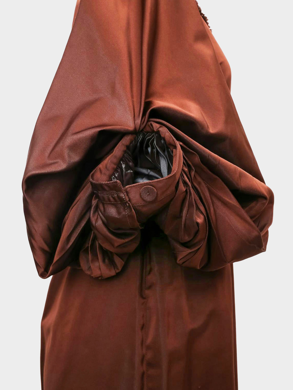 Jean Paul Gaultier SS 1998 Brown Taffeta Puffed Sleeve Dress