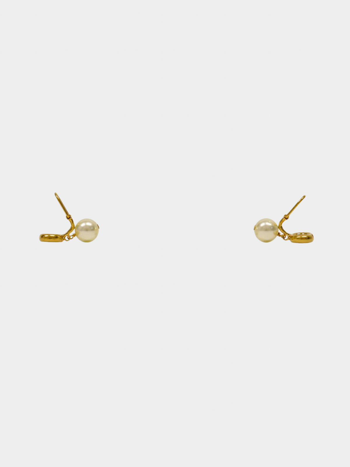 Christian Dior 2000s Gold CD Pearl Earrings