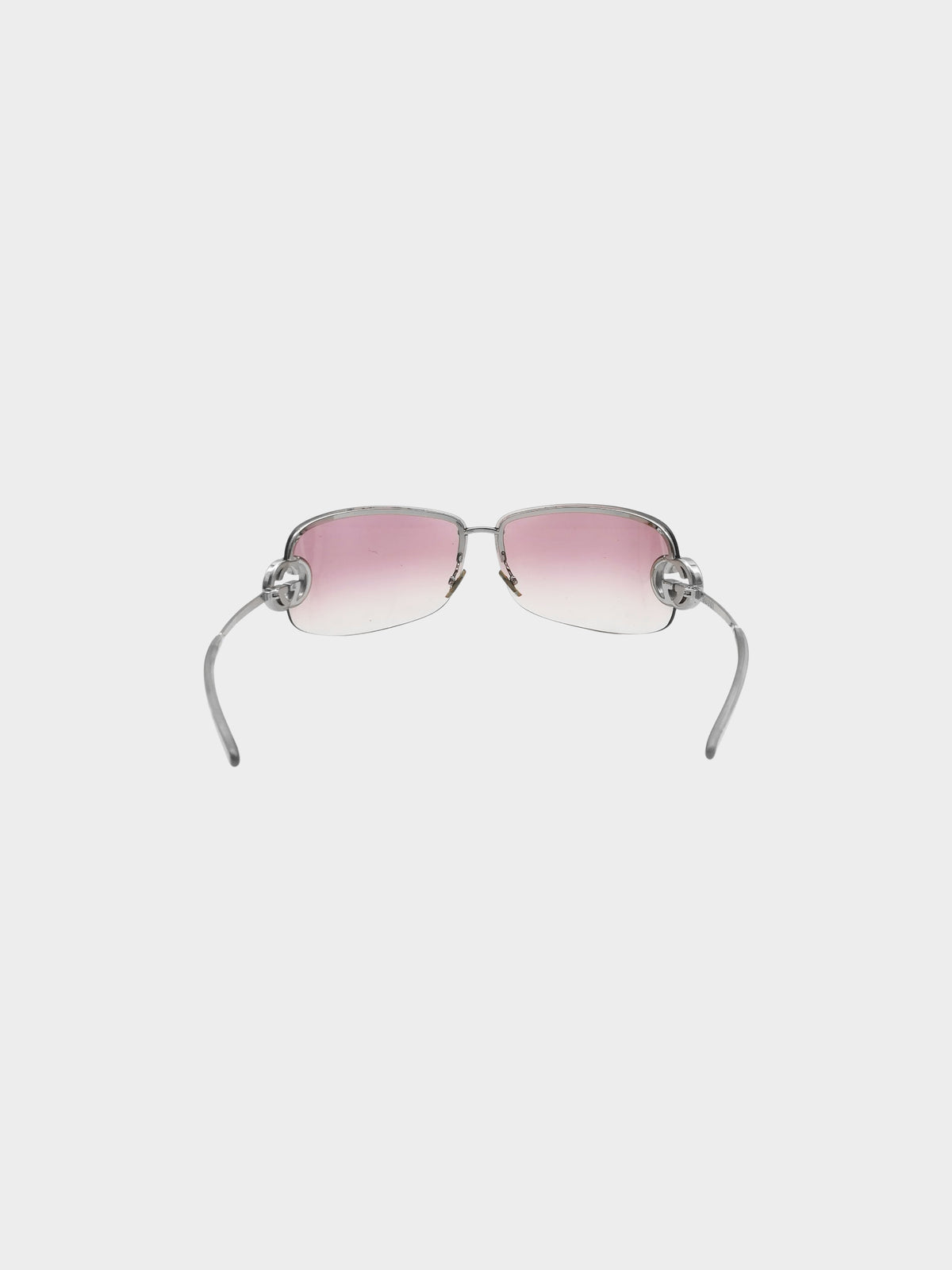 Gucci 2000s Gradient Pink GG Rimless Wrap Aviator Sunglasses