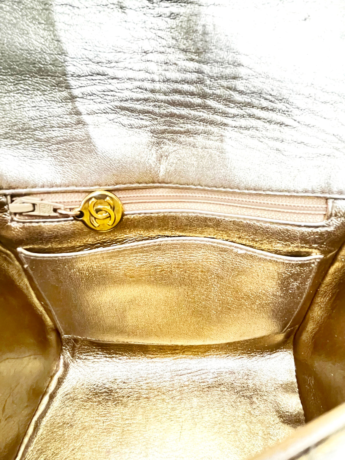 Chanel 1992 Gold Quilted Flap Crossbody Bag