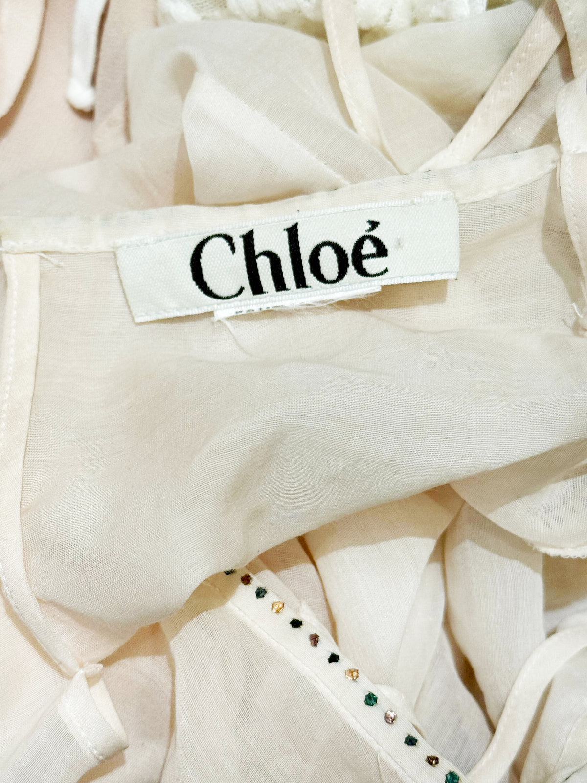Chloe 2005 Beige Glitter Embellished Cami Top