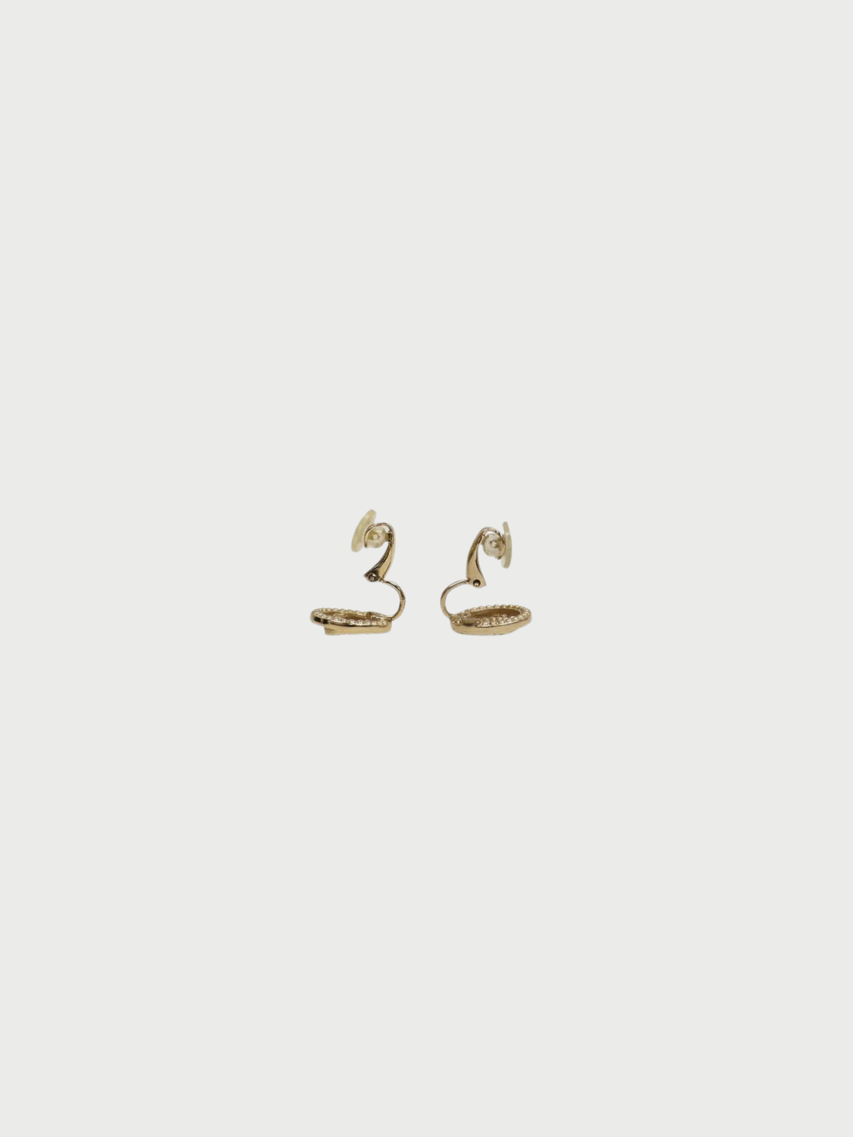 Chanel 2019 Gold Coco Rhinestone Round Earrings