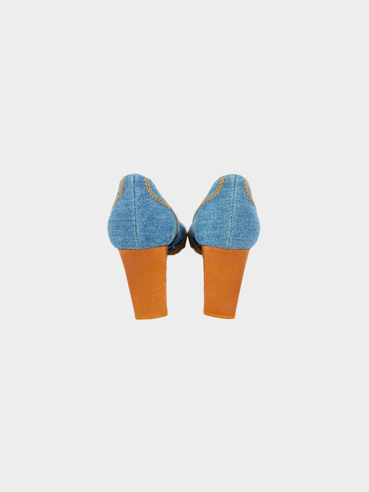 Christian Dior SS 2005 Denim and Leather Embroidered Pumps