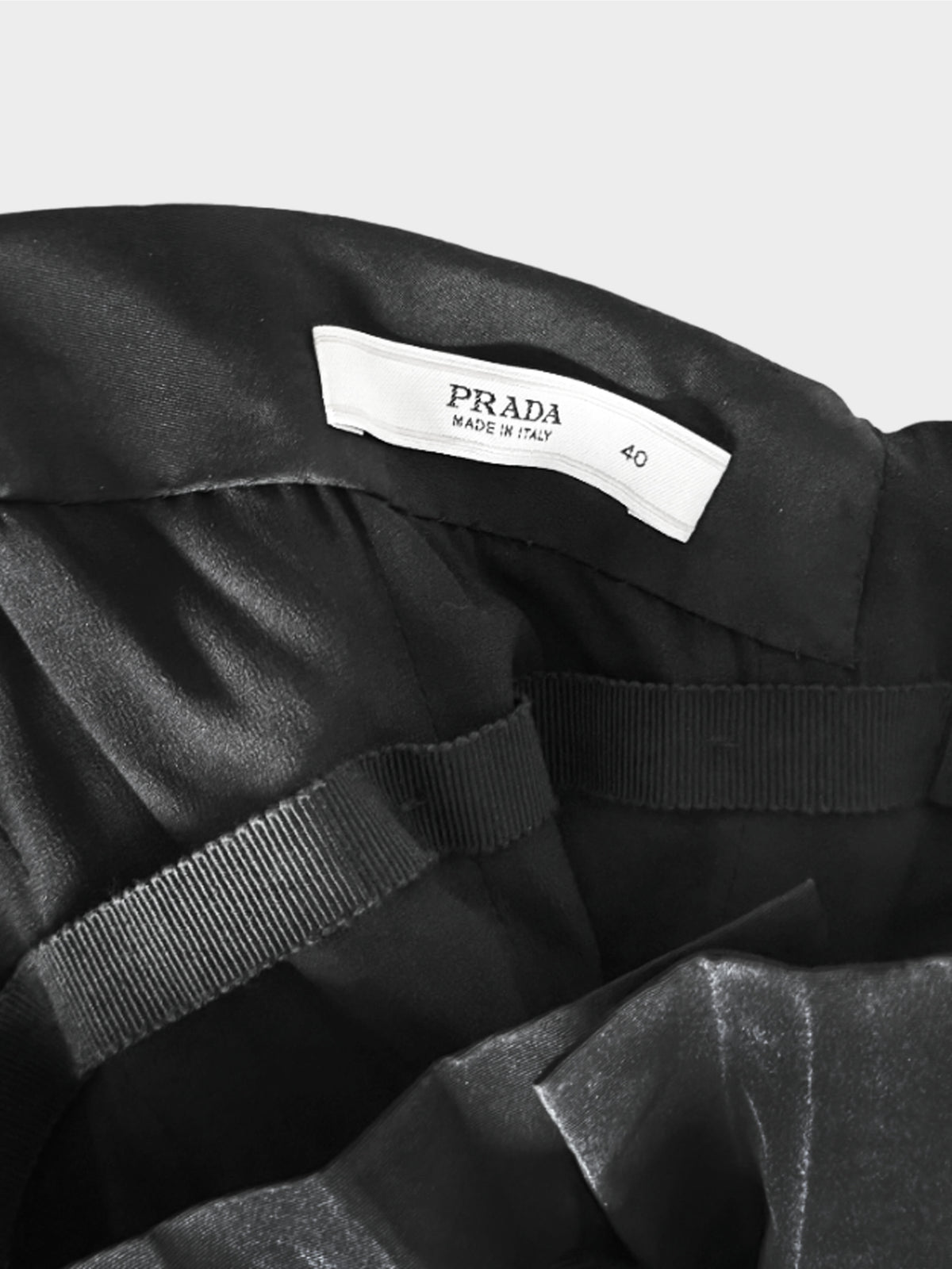 Prada 2000s Black Nylon Pleated Bustier Tube Dress