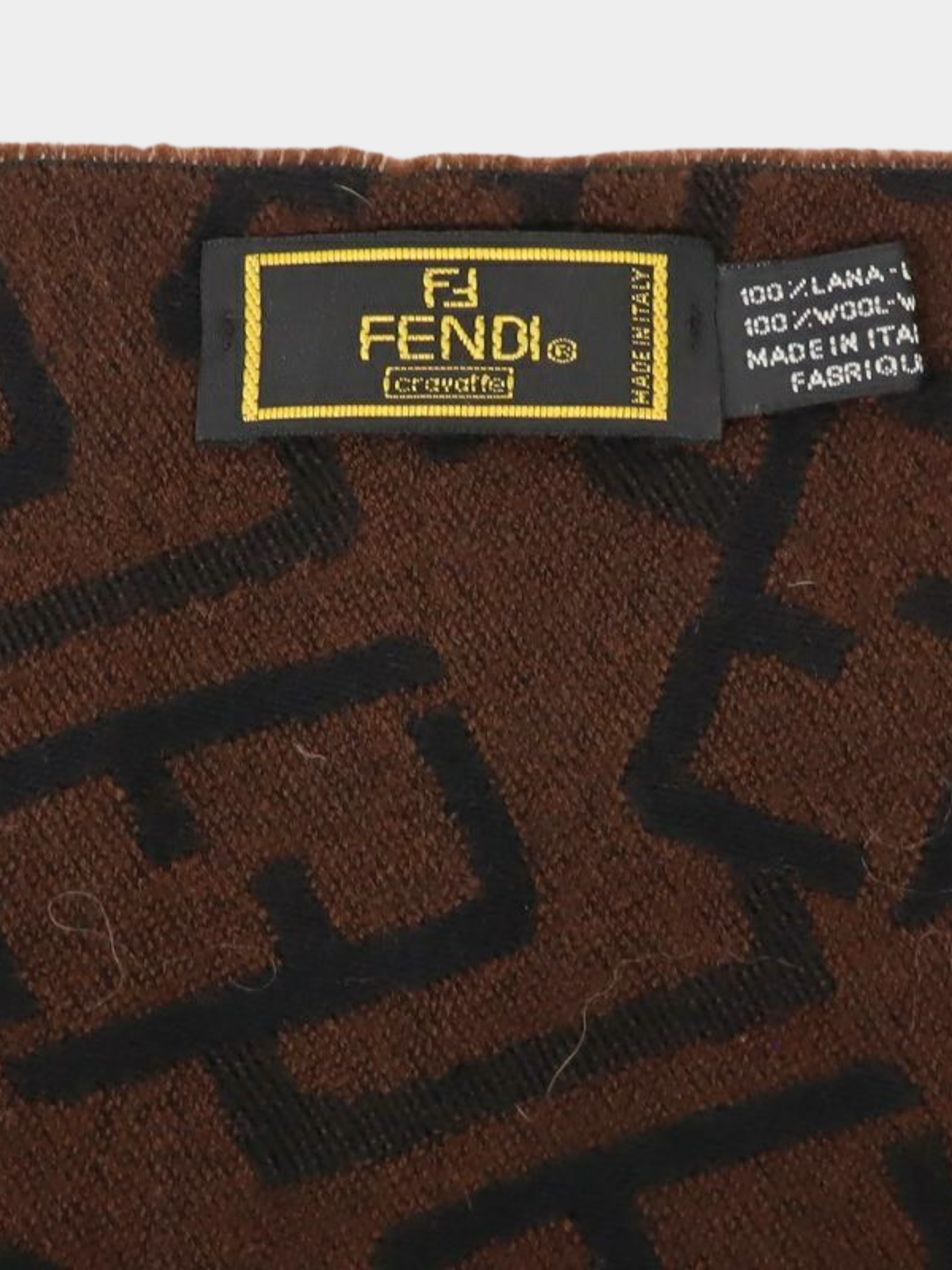 Fendi 2000s Black Brown Zucca Reversible Wool Scarf