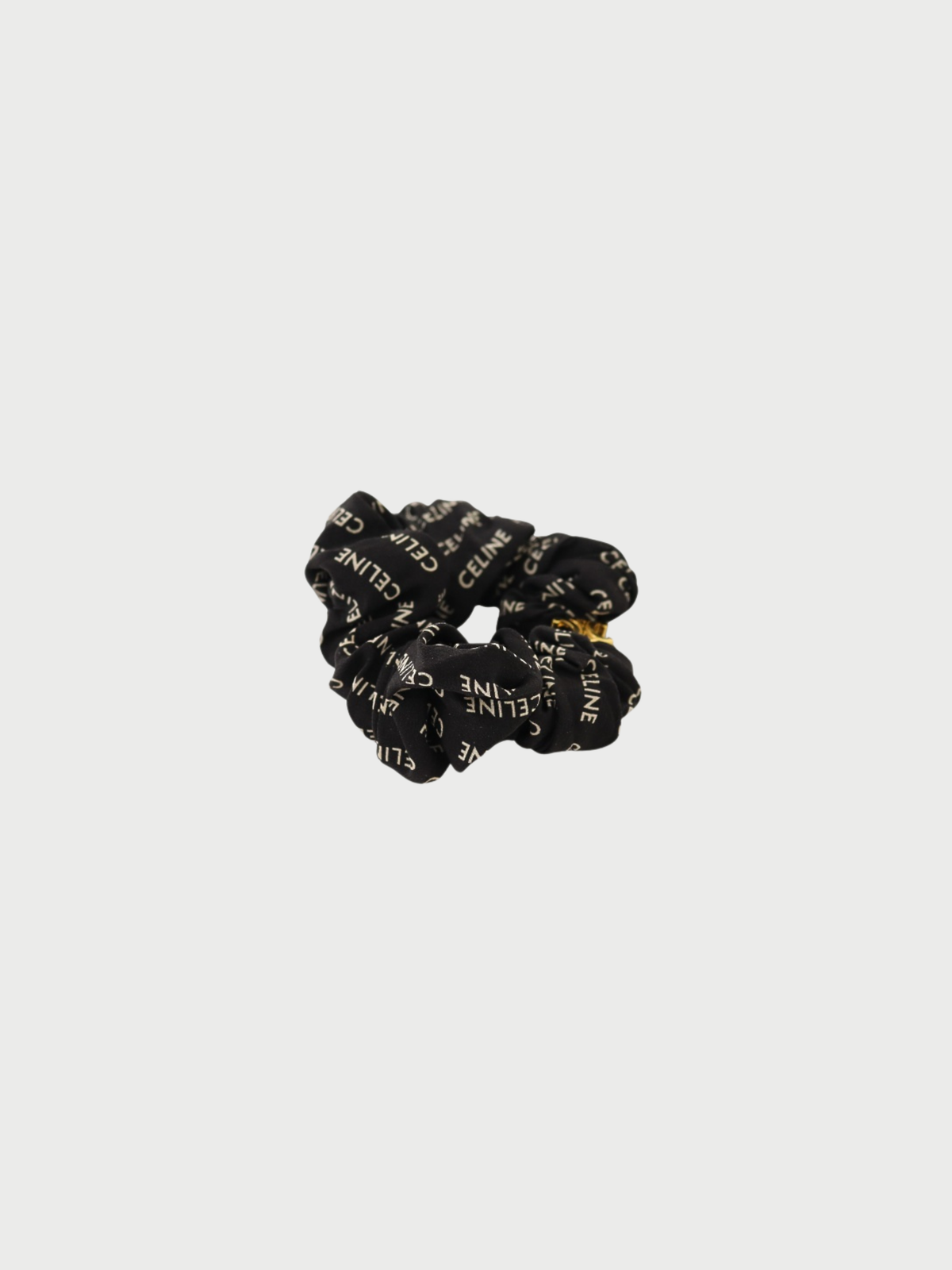 Celine 2020s Black White Silk Triomphe Scrunchie