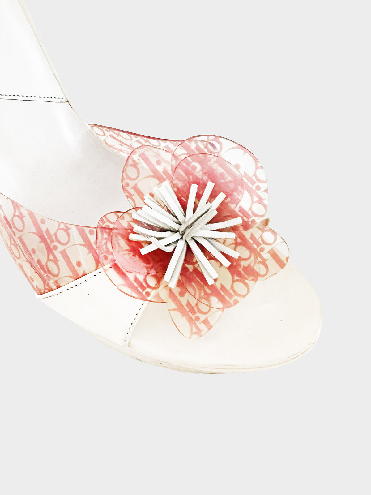 Christian Dior by John Galliano 2000s Patent Leather Monogram Flower Heeled Mules