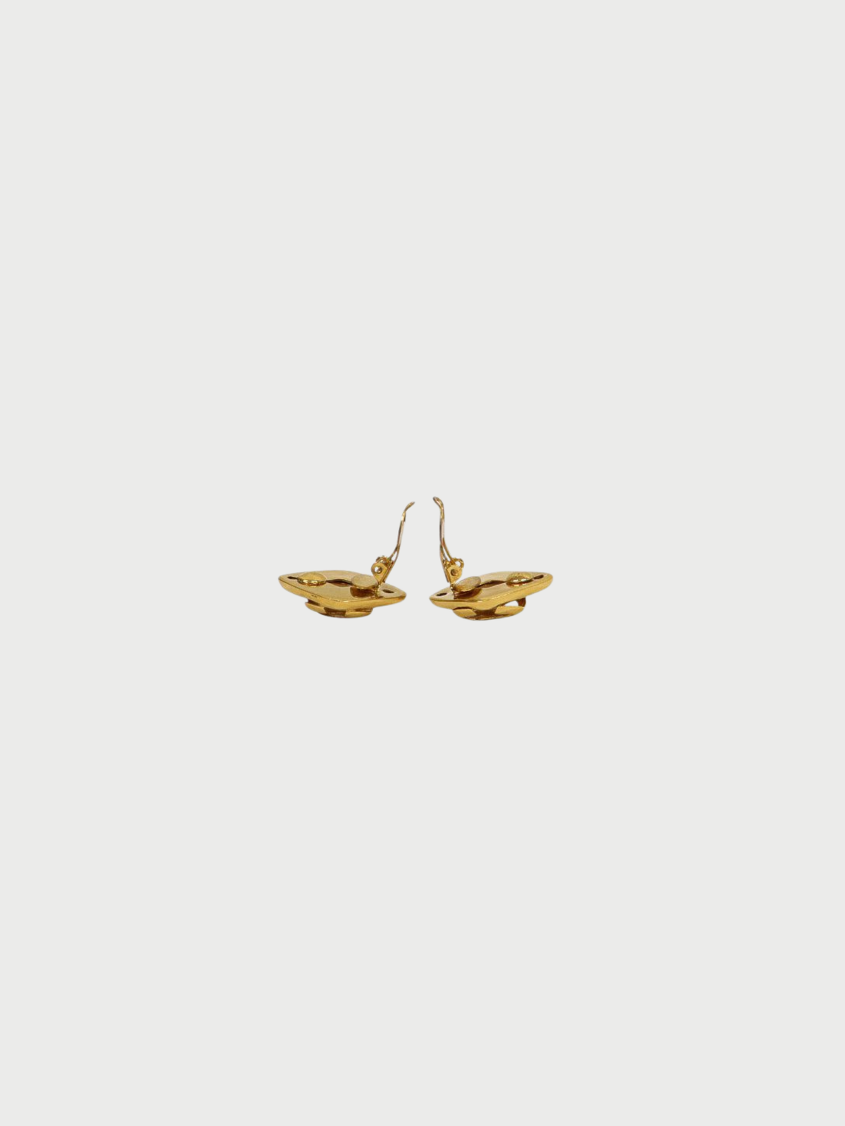 Chanel 1990s Gold Plated Metal Coco Diamond-Cut Earrings