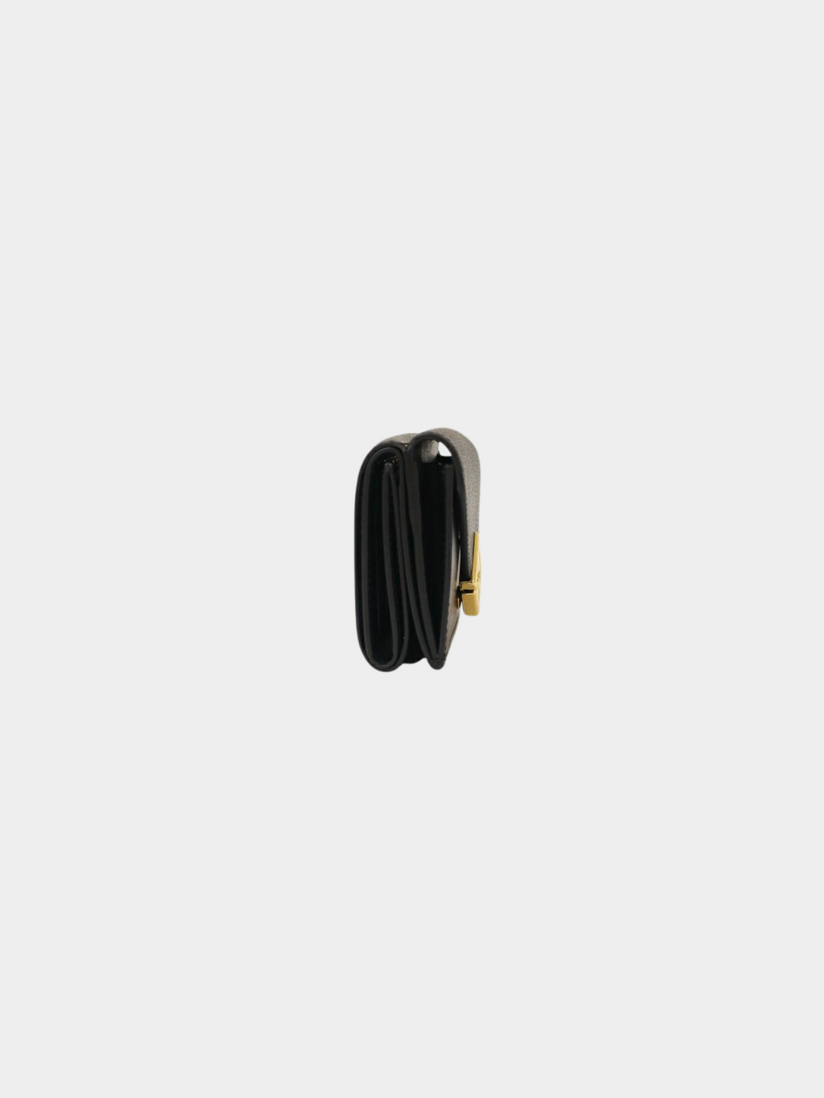 Fendi 2000s Black Leather FF Diamond Compact Wallet