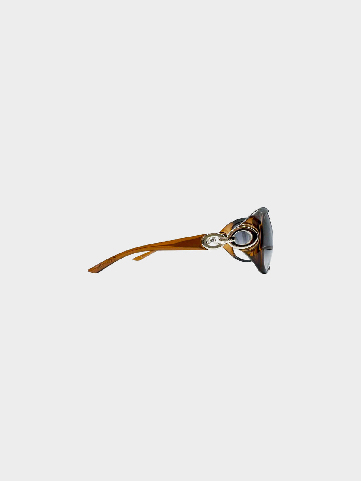 Christian Dior 2000s Brown Lady 1F/S Oversized Sunglasses