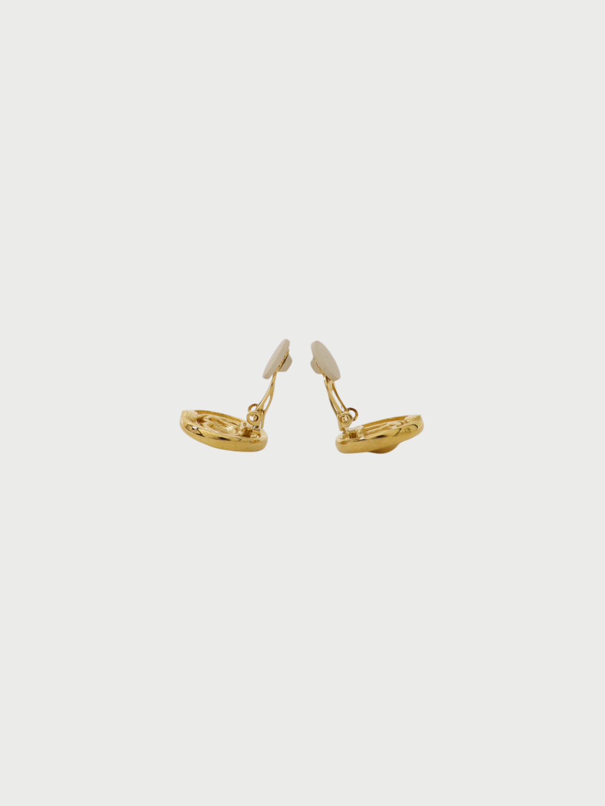 Givenchy 1990s Gold Plated Metal Logo Heart Earrings