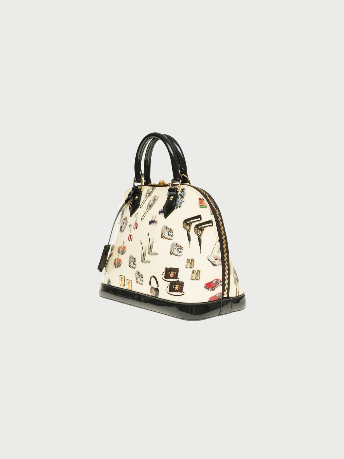 Louis Vuitton 2015 White Vernis Leather Alma Sticker Animation Bag