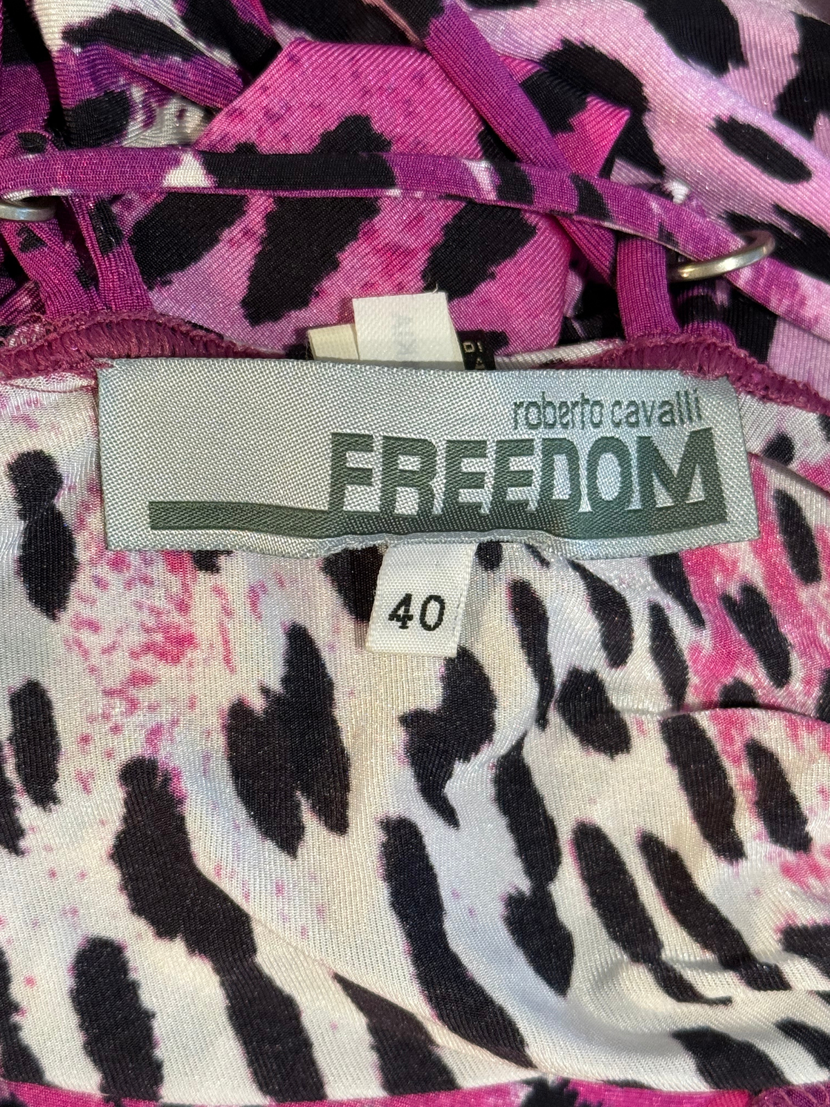 Roberto Cavalli Freedom 1990s Pink Leopard Open-Back Maxi Dress