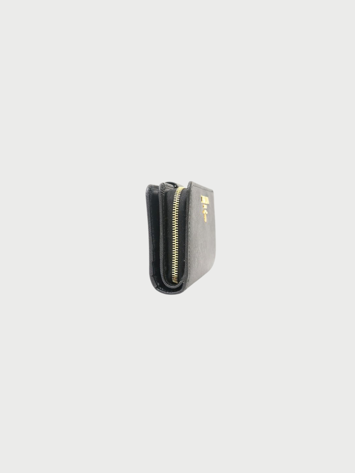 Prada 2010s Black Saffiano Leather Logo Wallet
