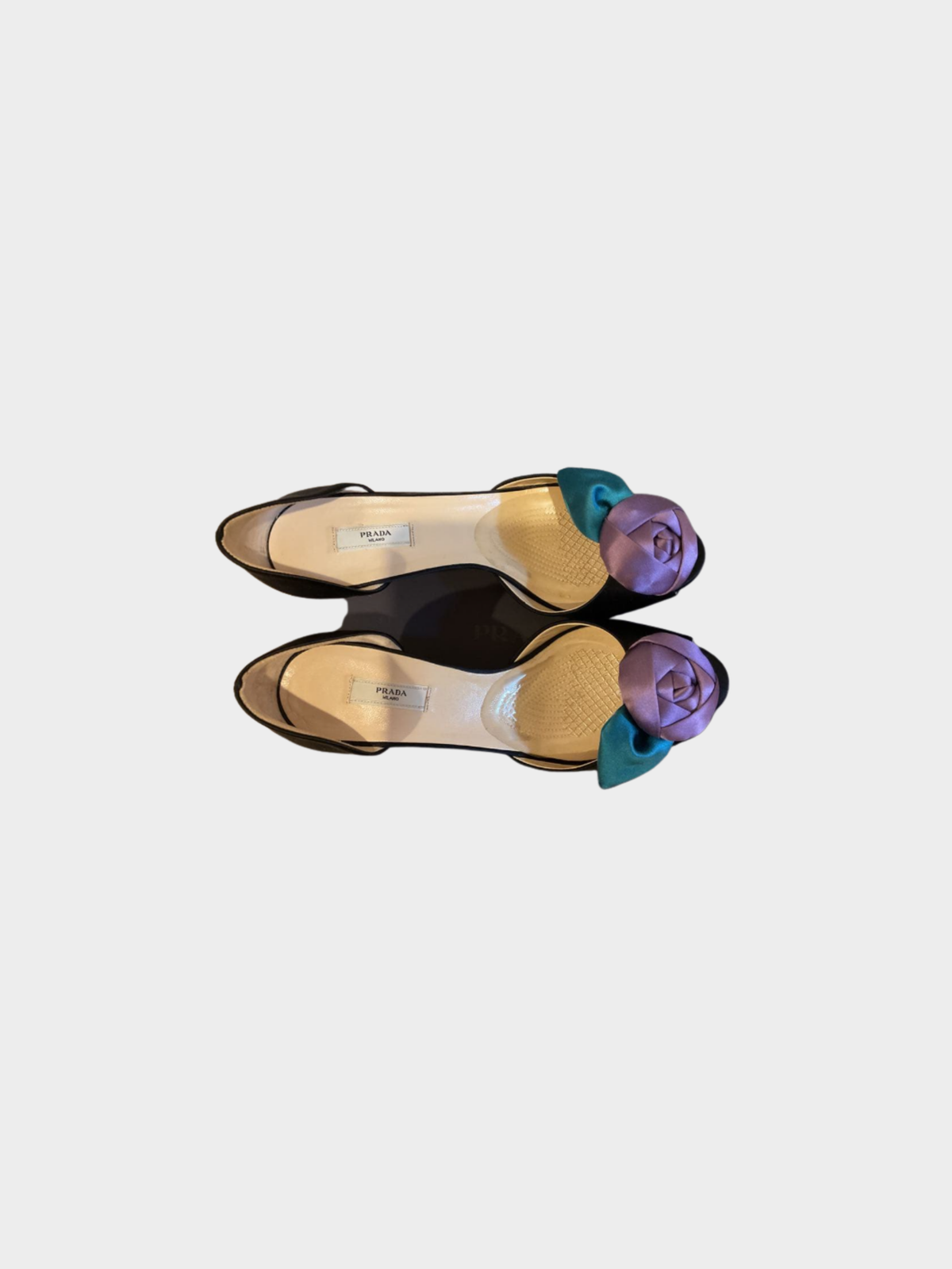 Prada 2000s Black Rosette Satin Heels