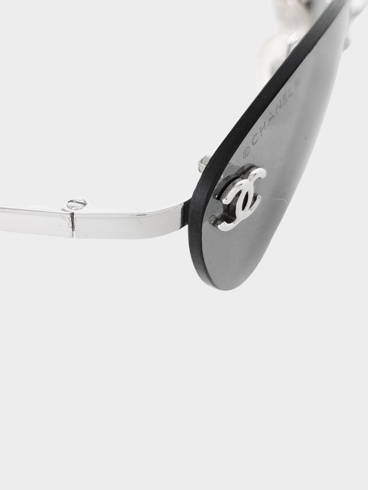 Chanel 2000s Silver Rimless CC Sunglasses