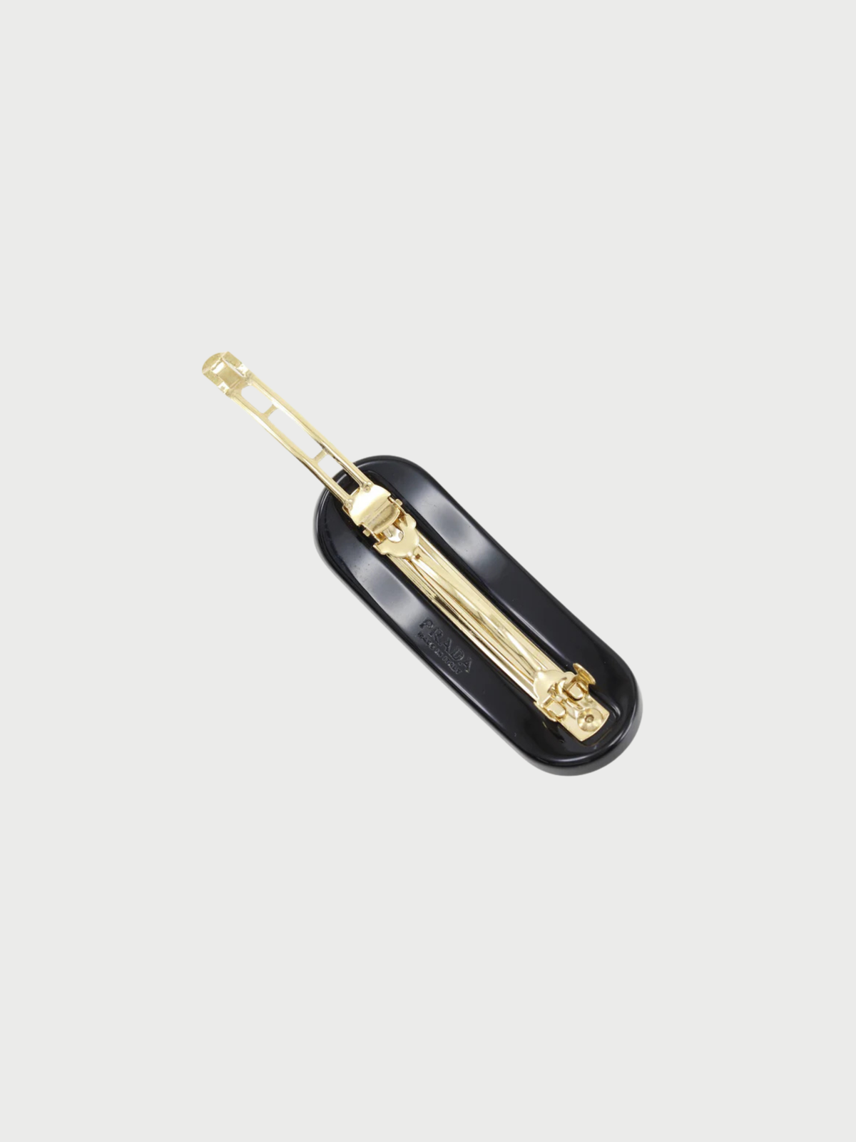 Prada 2020s Black Plastic Logo Bijou Barrette