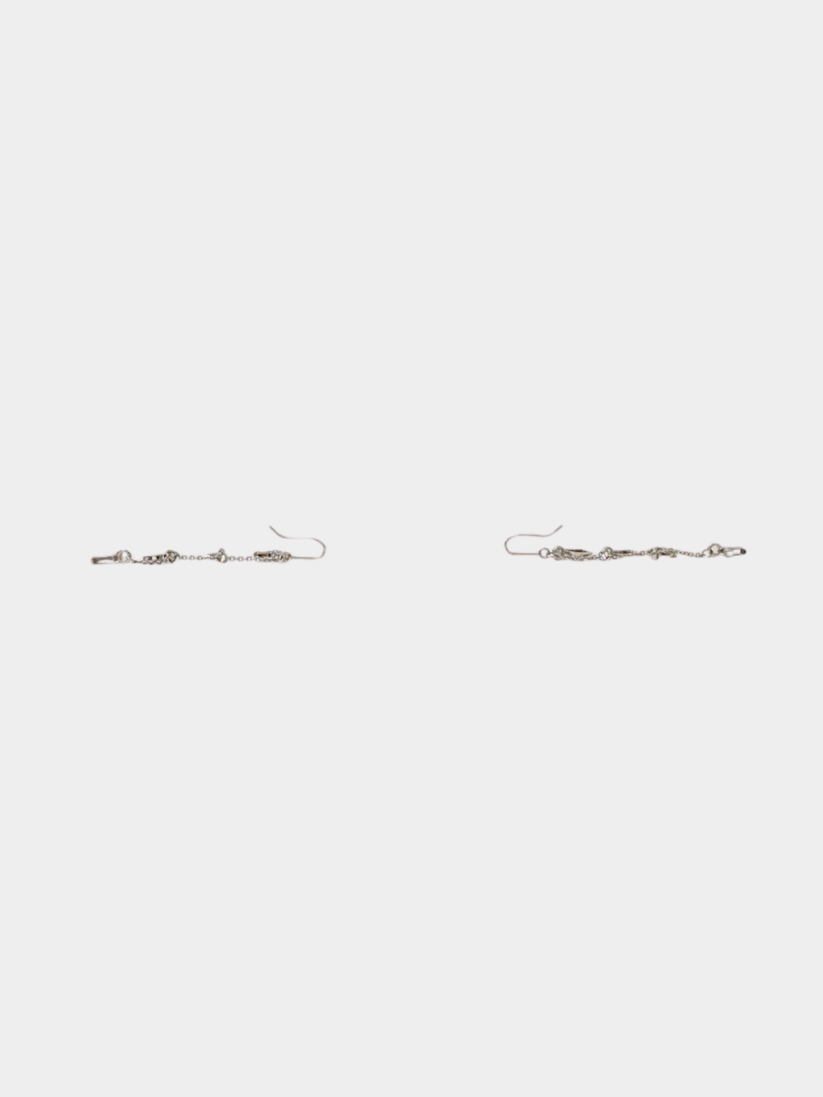 Christian Dior 2000s Silver Rhinestone Logo Drop Earrings