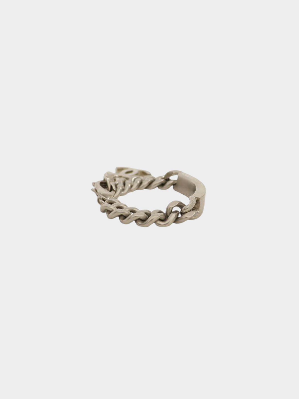 Chanel 2000s Silver Logo Plate Chain Bracelet