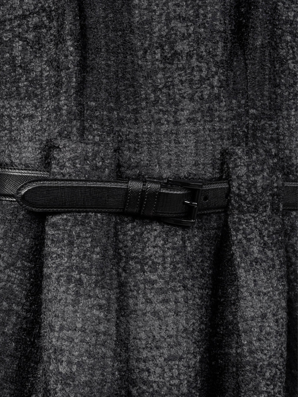 Prada 2009 Grey Tweed Belted Cap-Sleeve Dress