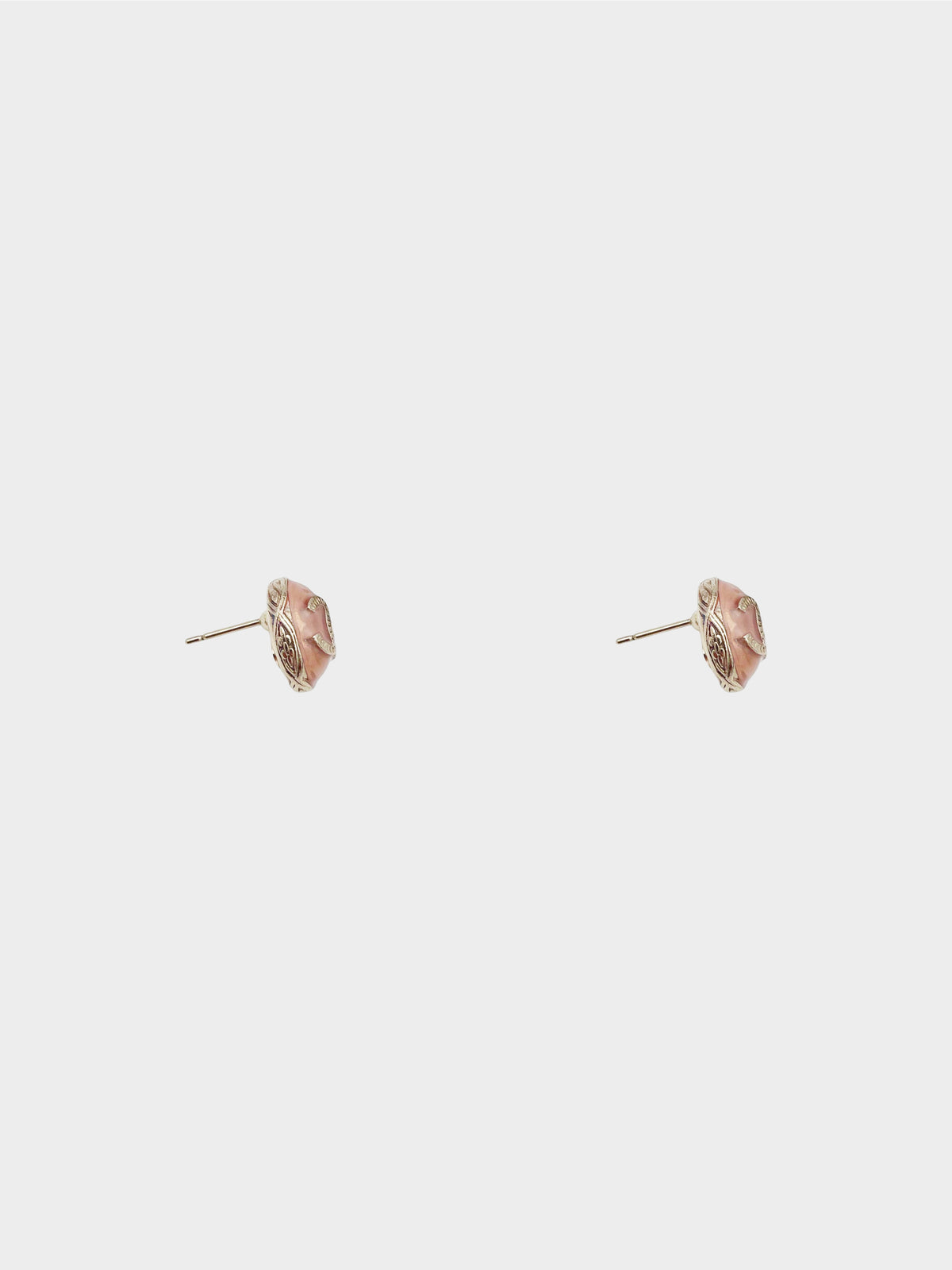 Chanel 2018 Pink Resin CC Oval Stud Earrings