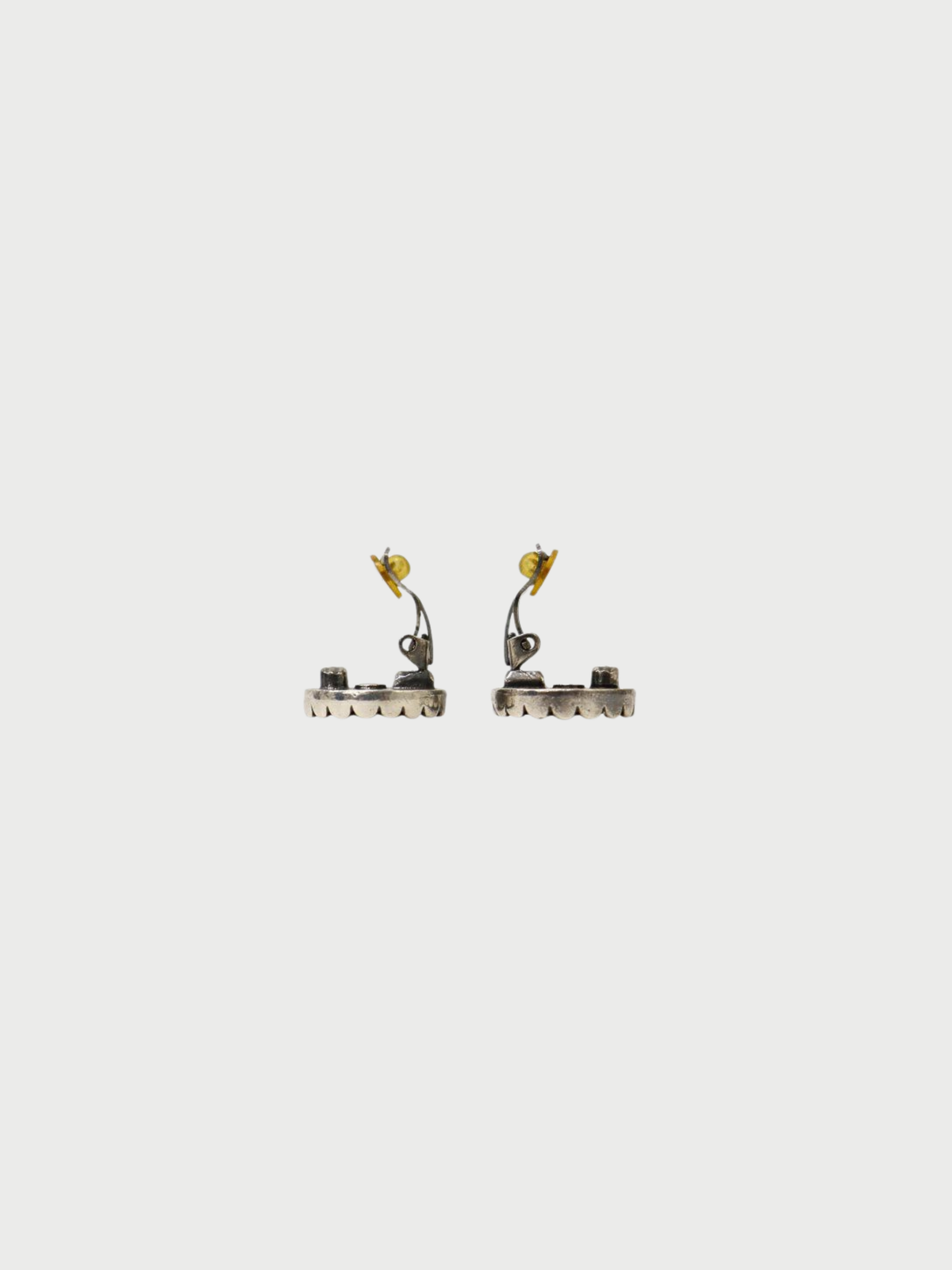 Chanel 2000s Black Gold Silver COCO Round Earrings