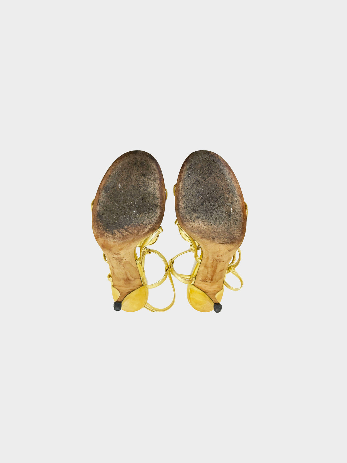 Gucci by Tom Ford 2000s Gold Leather GG Emblem Slingback Heels