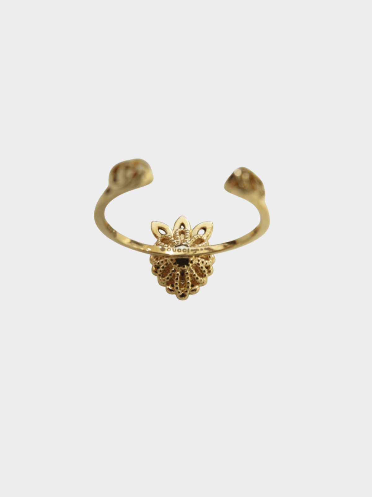 Gucci 2010s Gold Crystal Heart 3 Ring Set