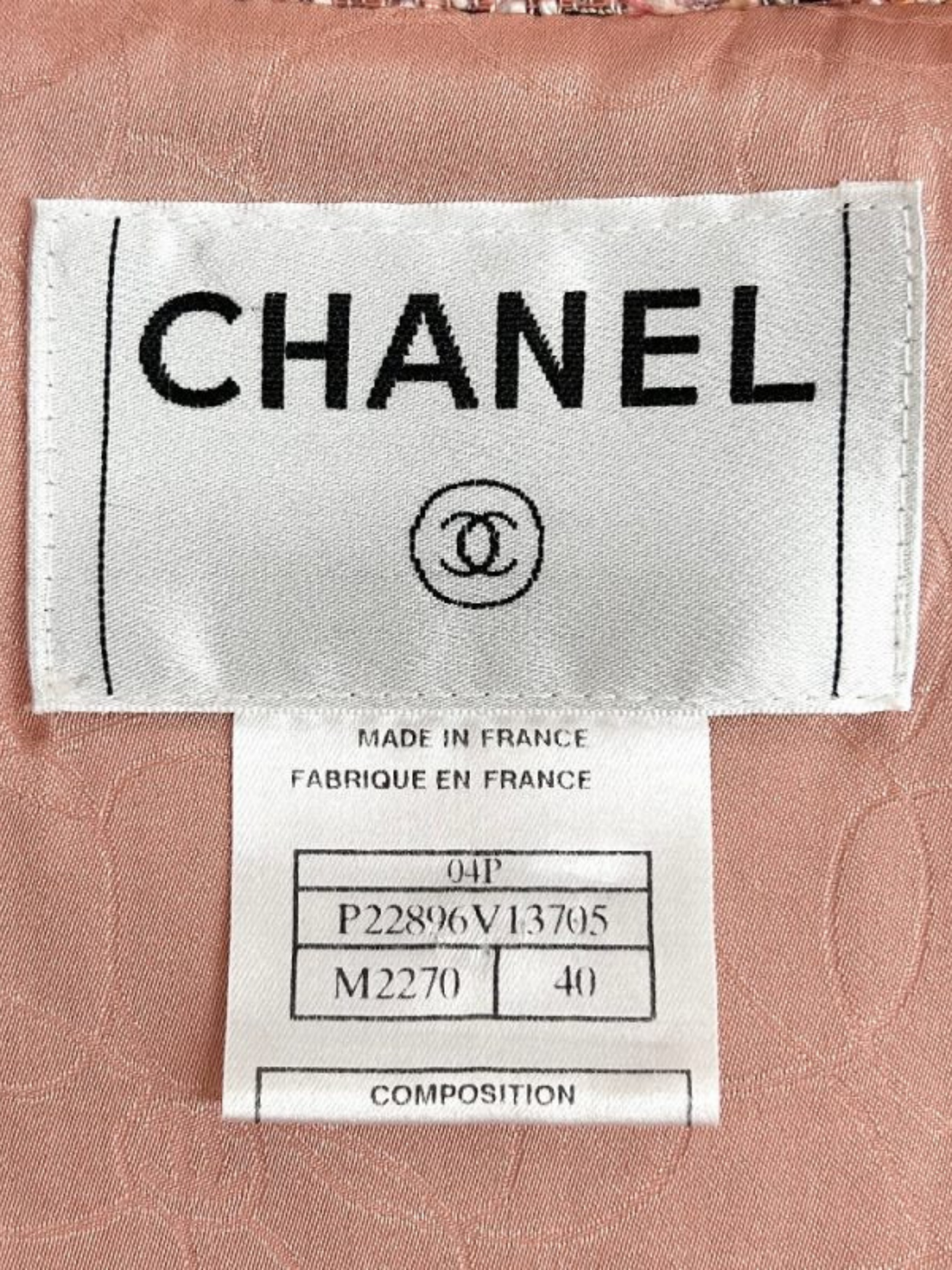 Chanel 2004 Salmon Tweed Zip Front Jacket