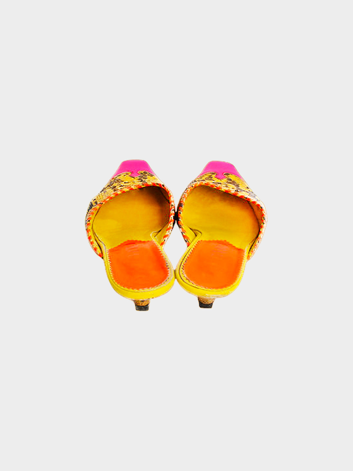 Miu Miu SS 1999 Python Neon Heeled Mules