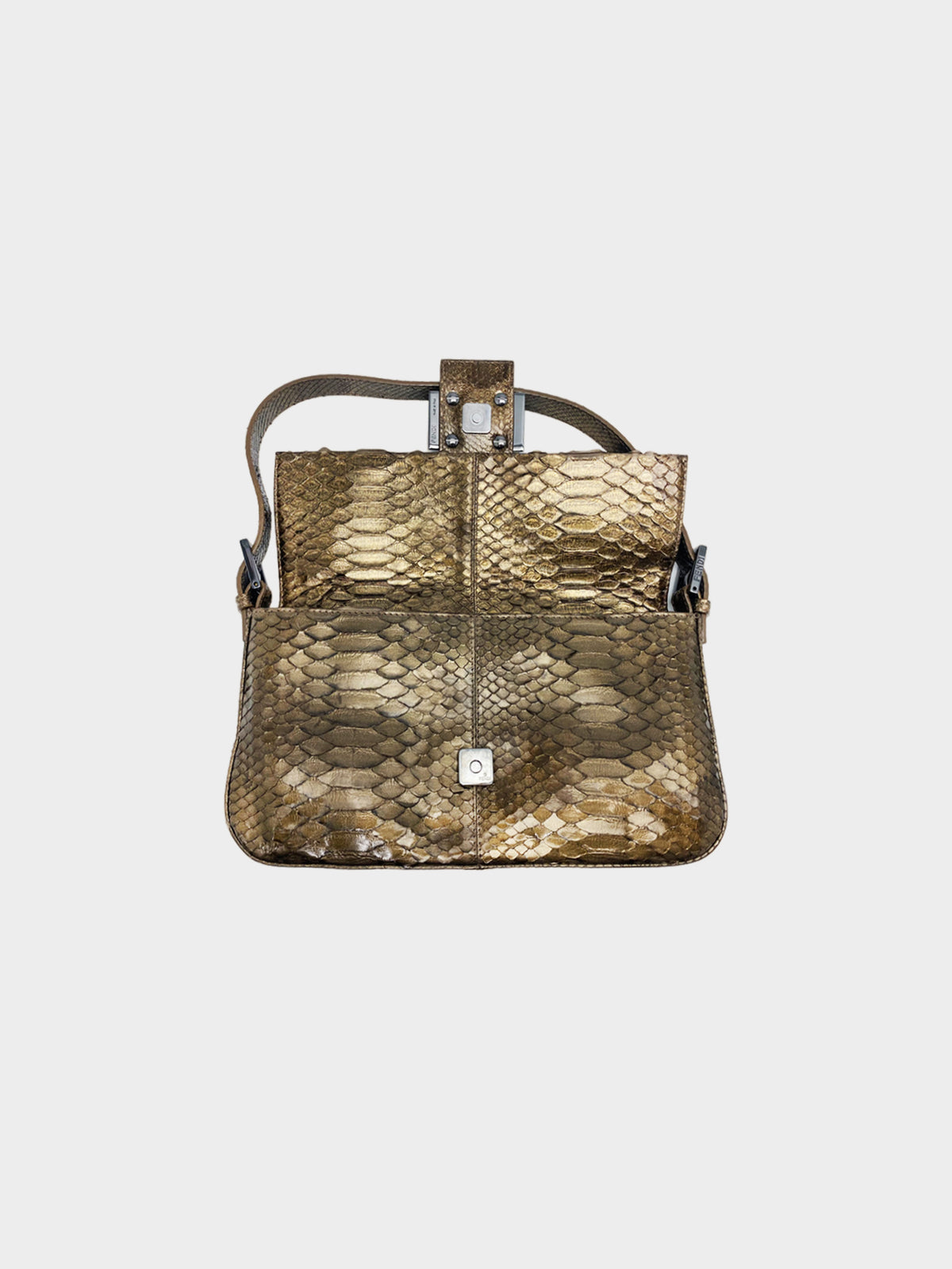 Fendi 2000s Bronze Python Baguette