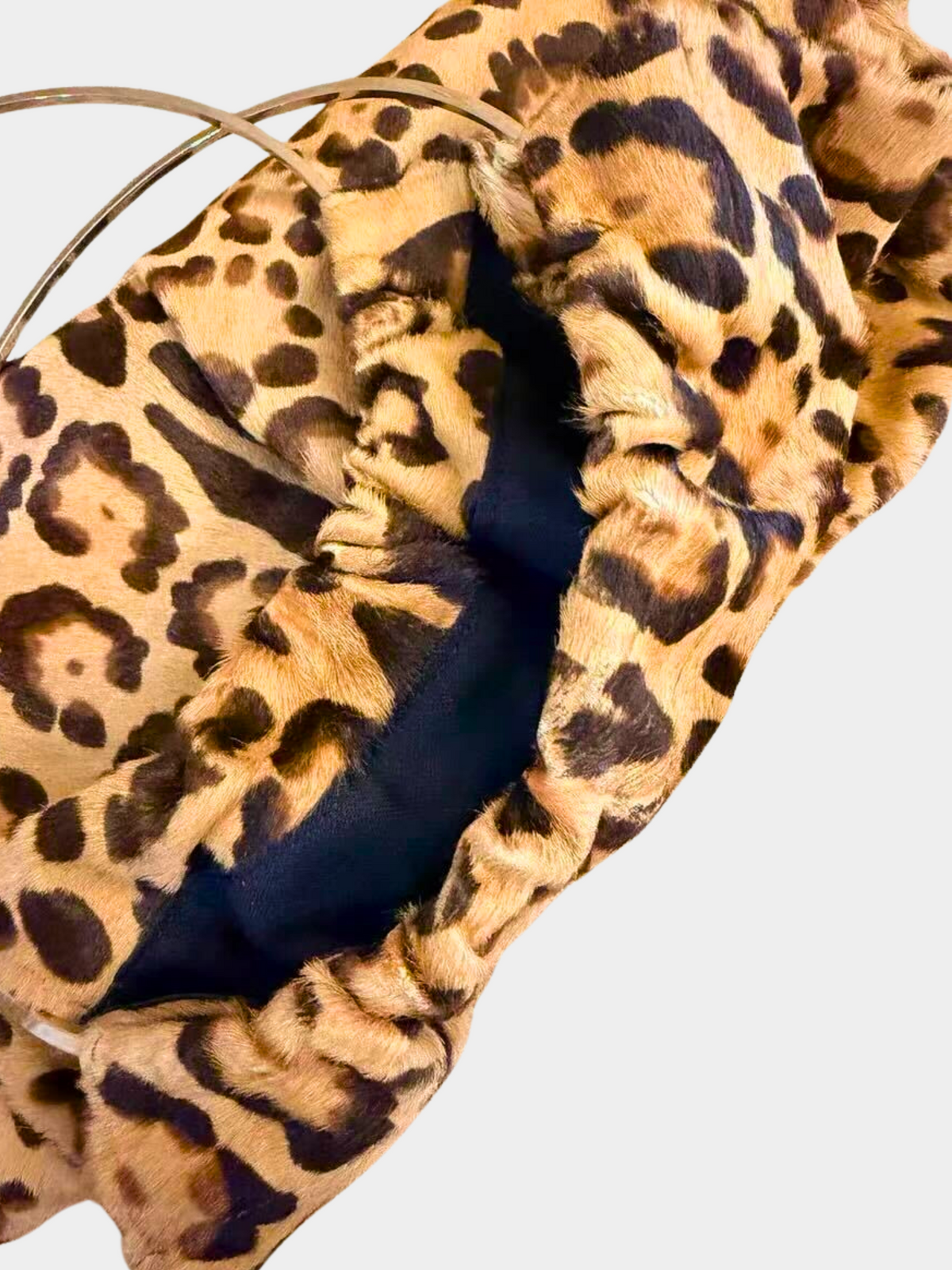 Fendi 2000s Leopard Pony Hair Ring Handle Bag