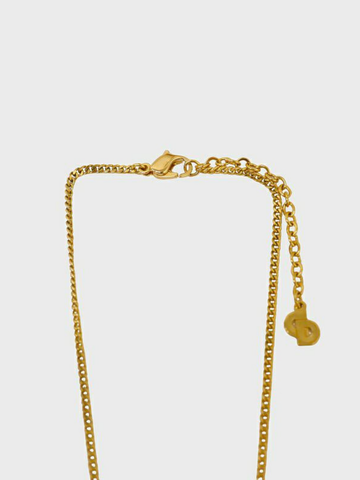 Christian Dior 2000s Gold Logo Round Rhinestone Necklace