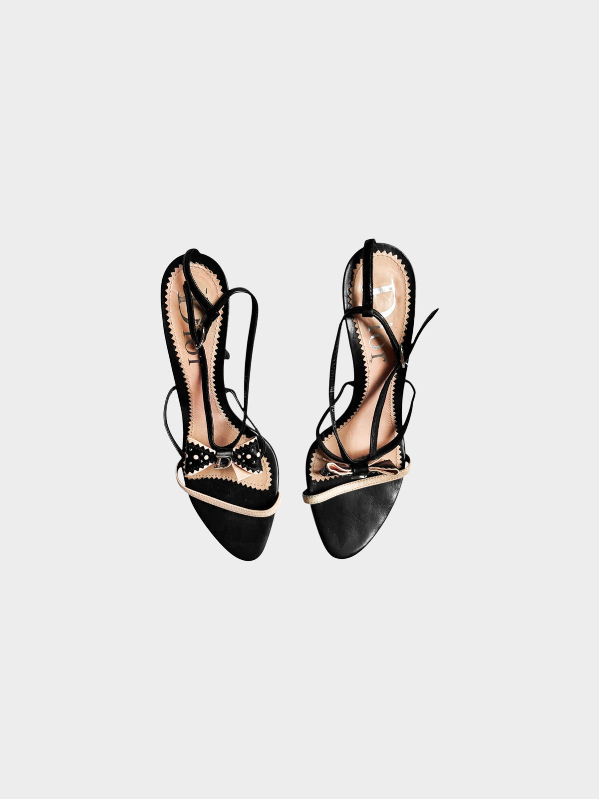 Christian Dior 2000s Black and Pink Leather Bow Heels