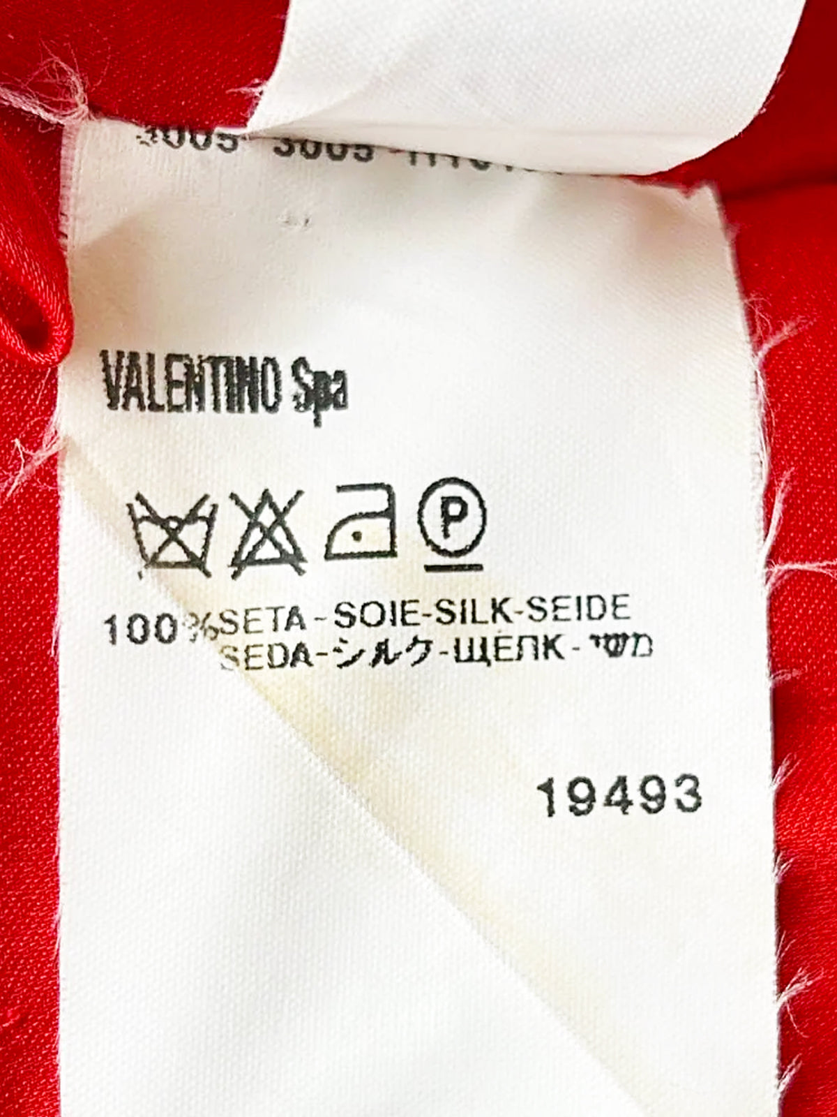 Valentino 2000s Red Strapless Silk Gown with Rosette Pockets