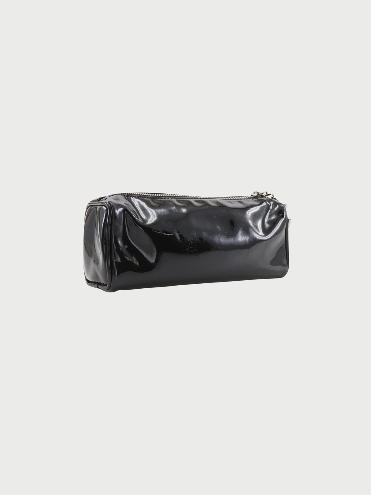 Chanel 2000s Black Enamel Camellia Pouch
