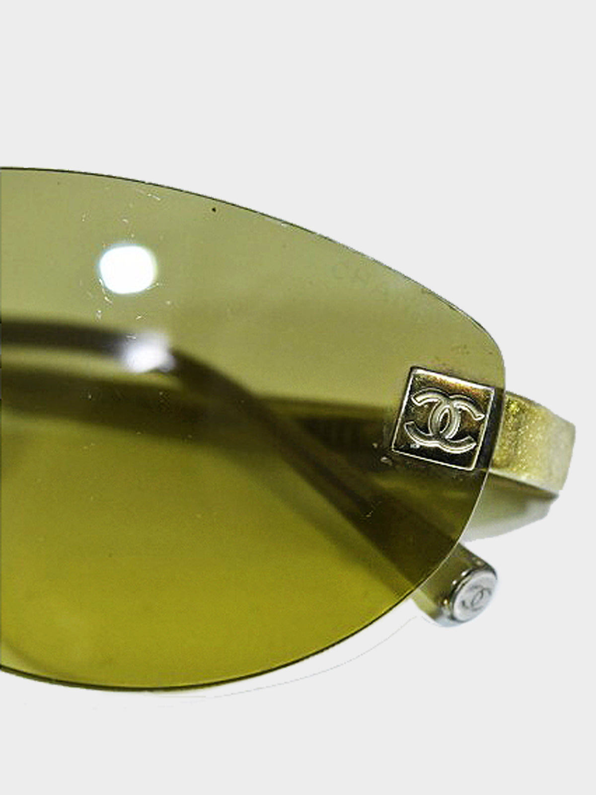 Chanel 2000s Khaki Oval Rimless Sunglasses