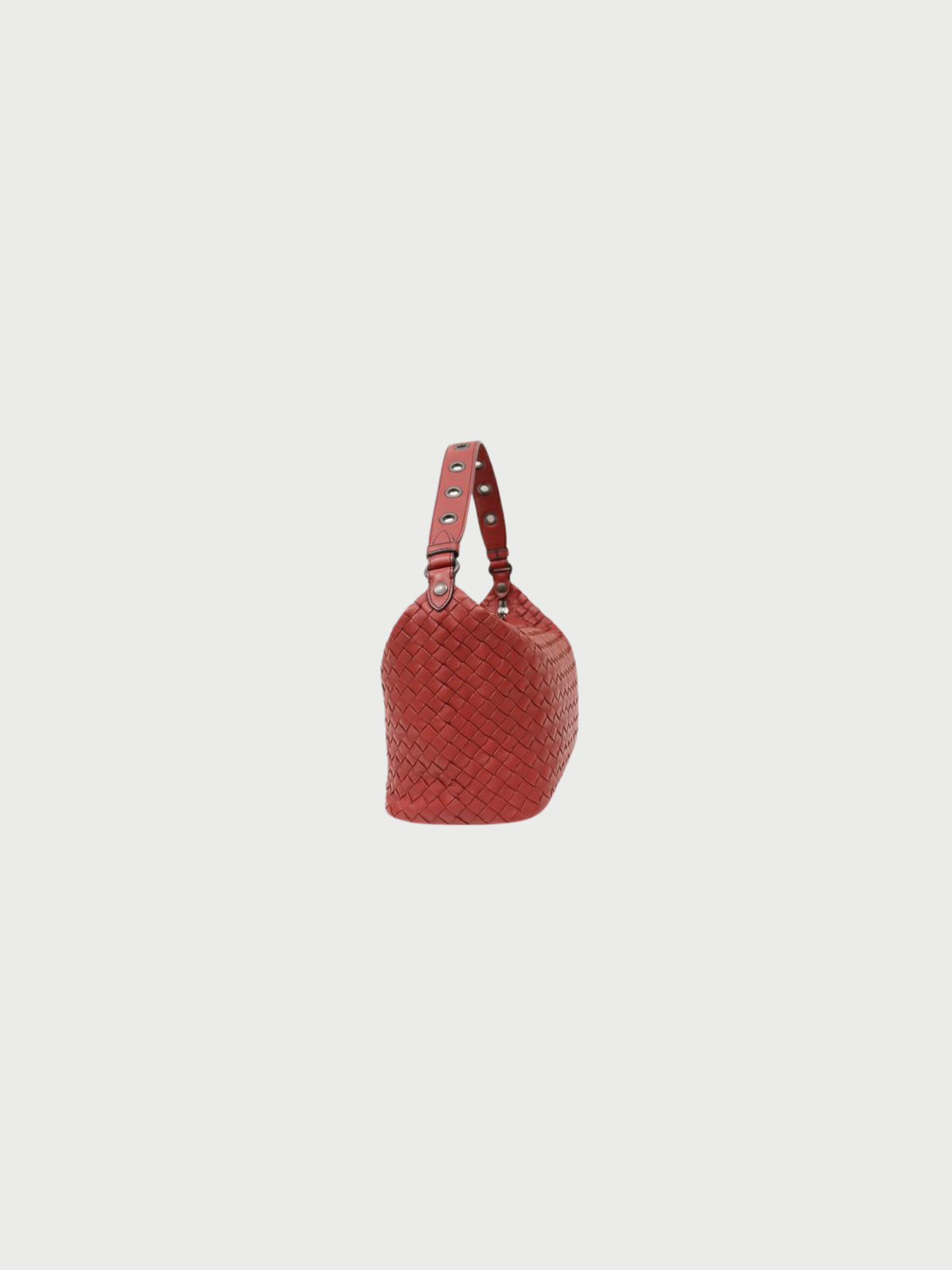 Bottega Veneta 2000s Red Intrecciato Leather One-Shoulder Bag