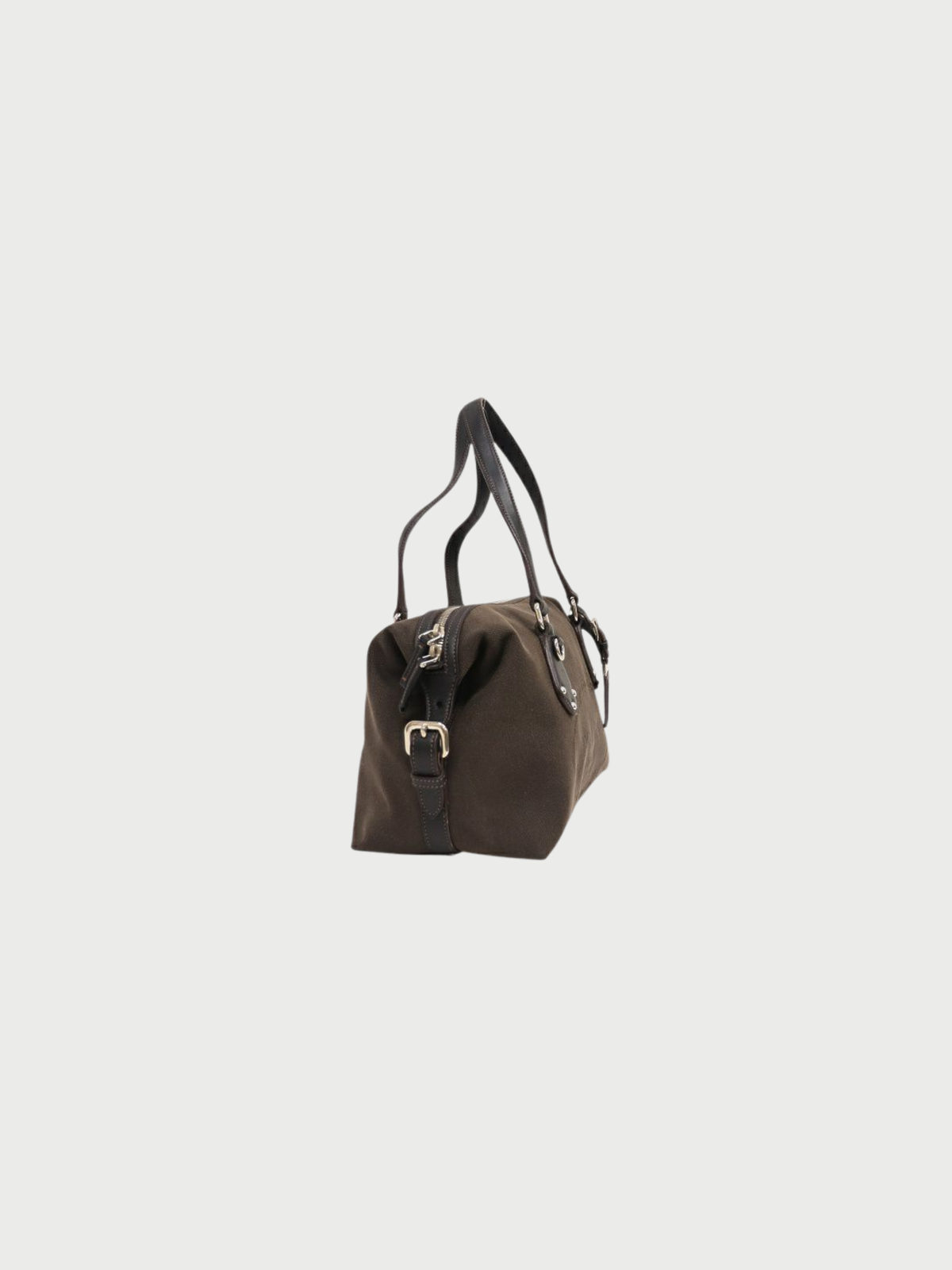 Prada 2000s Brown Logo Jacquard Mini Boston Bag