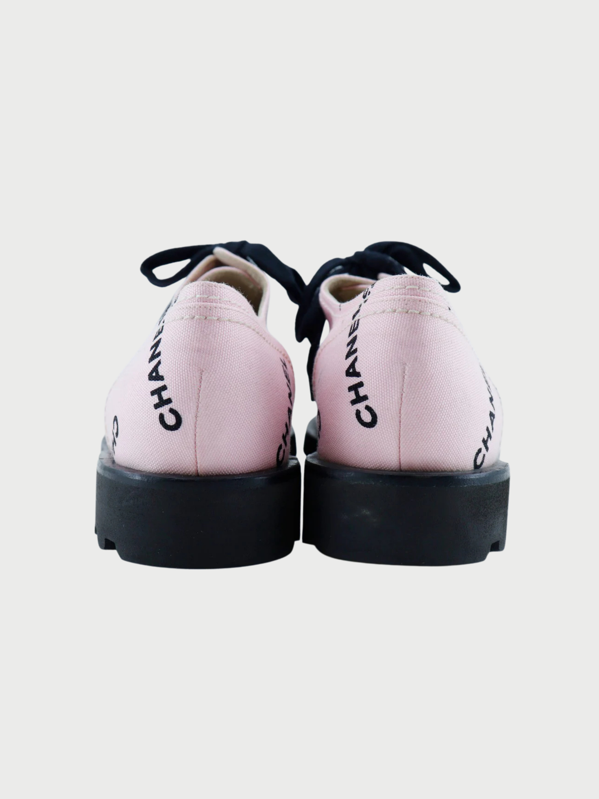 Chanel 1990s Raspberry Logo Print Canvas Sneakers