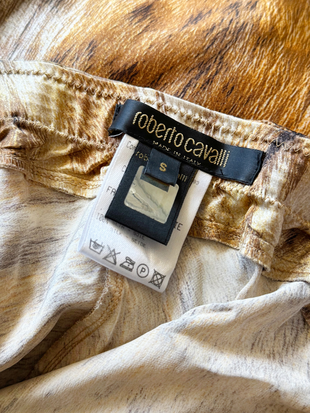 Roberto Cavalli 2000s Leopard Print Silk Skirt